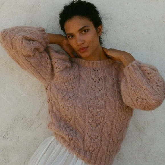 Doen Sweaters - Doen- Tudor Sweater in Clay Alpaca Wool Blend size XS